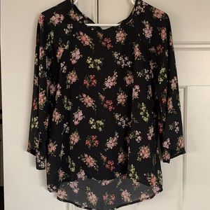 PaperMoon Floral Blouse pink and black